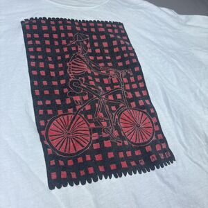 Vintage 90s Bicycle Day Skeleton Psychedelic T-Shirt Size Large Blotter Art Rare